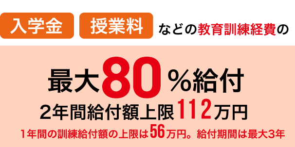 学費最大80%給付、2年間給付額上限112万円